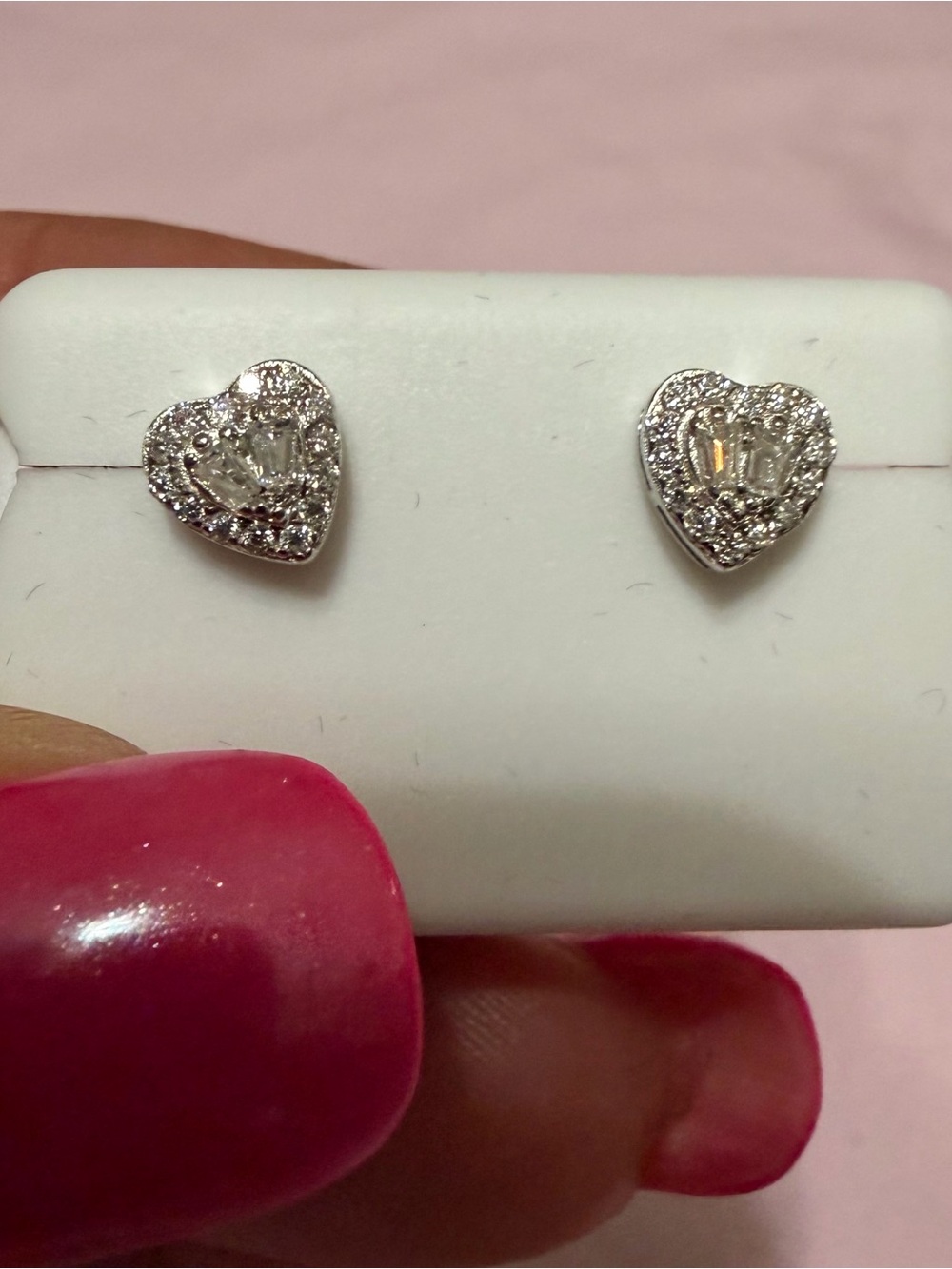 Heart Moissanite Halo Stud Earrings in 925